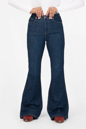 شلوار جین زنانه بوت‌کات فلکس(کشی) آبی تیره رویال جین Royal Jeans