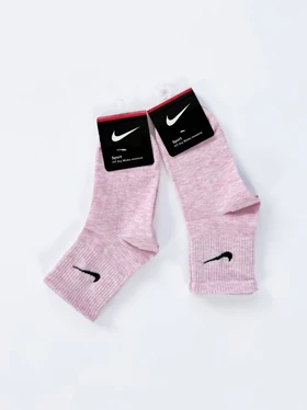 جوراب نیم ساق زنانه نخ پنبه صورتی برفکی نایکی Nike