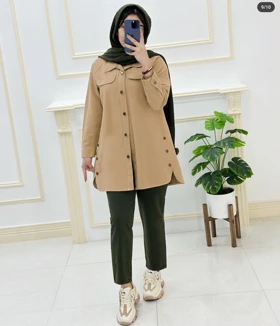 کت کتان زنانه بغل دکمه اسپرت