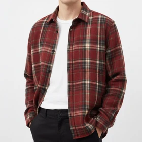 پیراهن پشمی مردانه چهارخانه قواره باکسی استایل شیک و روزمره مناسب فصل سرما 2025