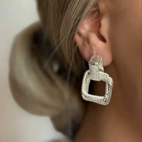 گوشواره مربعی نقره ای