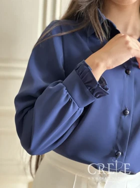 شومیزالیزه یقه مردانه آستین چین‌دار