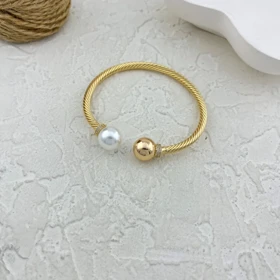 دستبند زنانه بنگل طرح مروارید، زیبایی در اوج سادگی