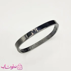 دستبند زنانه مدل کارتیه مربعی استیل فول مشکی کد 260