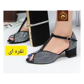 کفش صندل مجلسی نگینی دورمچی جلو باز زنانه پروانه