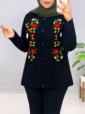 ژاکت جلودکمه بافت مهرگل کد 225602