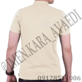 تیشرت کار یقه دار دکمه‌ایی نخودی