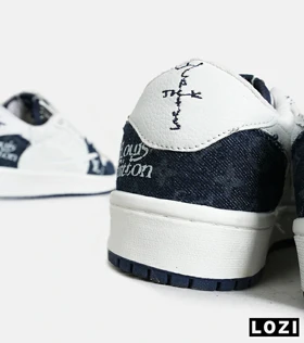 کفش کتانی مردانه و زنانه سفید سرمه ای NIKE LOUIS VUITTON x travis scott