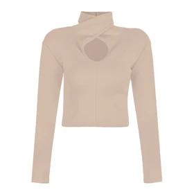 کراپ تاپ زنانه پپا مدل Choker رنگ کرم