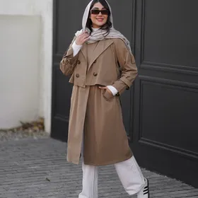بارانی بلند دو تیکه زیبا کد 1302