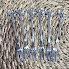 چنگال 6 عددی سیلور طرح برگ