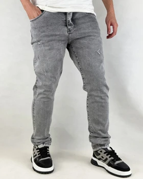شلوار جین مردانه اسلیم فیت رنگ طوسی روشن ronak zara