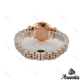 ساعت امپریو آرمانی زنانه دو رنگ رزگلد صفحه سفید صدفی w-3815