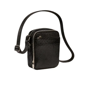 کیف دوشی چرم طبیعی (طرح لیزارد - رنگ مشکی)