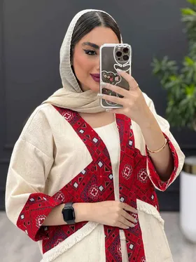 ست مانتو و شلوار لینن ترکیبی سنتی