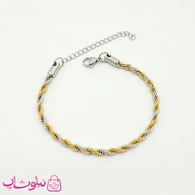دستبند طنابی دو رنگ زنانه استیل ضخیم