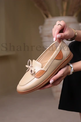 کفش کالج چرم طبیعی زنانه کد 026