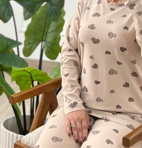 ست تیشرت و شلوار قلب پلنگی زنانه