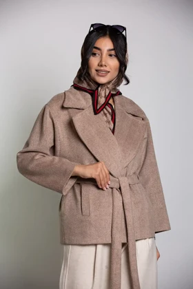 پالتو کت جناقی کمربند دار