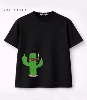 تیشرت باکسی یونیسکس طرح Cactus کد 1333