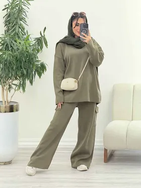 ست بافت و شلوار جیب‌دار ساغر