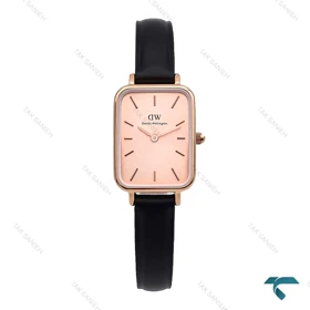 ساعت دنیل ولینگتون زنانه مستطیلی رزگلد بندچرم مشکی DW-6246-L