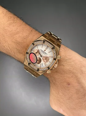 ساعت مچی اودمار پیگه کورنوگراف دور نگین رزگلد صفحه سفید Audemars Piguet