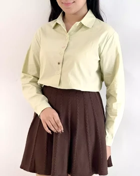 شومیز کتان یقه گلدوزی کد 5457