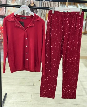 بلوز شلوار جلو دکمه‌ای سایز  نرمال سیاه اینجه کد24025