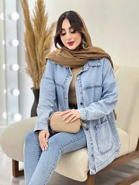 مانتو جین برش‌دار دو جیب