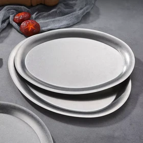 بشقاب بیضی استیل سیلور