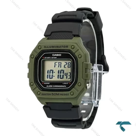 ساعت مچی W-218H اورجینال مردانه سبز مشکی Casio-7395-G