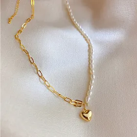 گردنبند قلب و مروارید