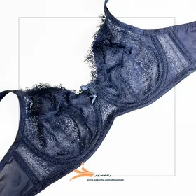 سوتین کاپ سی فنردار دانتلی فول کاور سرمه ای برند نوشه پوش