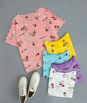 تیشرت سرشانه گیپور مرواریدی مدل 2 کد 2830