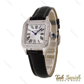 ساعت کارتیه سانتوس دومونت زنانه سیلور مشکی دورنگین Cartier-5678-L
