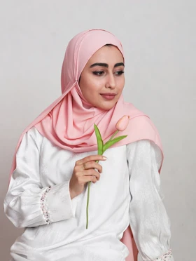 شال کرپ حریر گلبهی