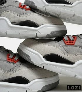 کتانی ساق‌دار بزرگ پا طوسی مشکی قرمز Nike air jordan 4