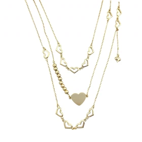 گردنبند زنانه سه لاین قلب ژوپینگ، ظرافت در اوج زیبایی Xuping