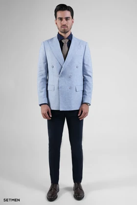 کت تک مردانه دبل برست لینن دیپلمات