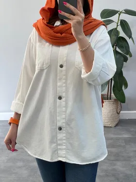 مانتو کتان دوجیب ساده قد 80