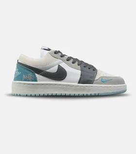 کفش کتانی مردانه و زنانه سفید طوسی آبی NIKE jordan 1 مدل 8783