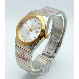 ساعت امگا مردانه نقره ای طلایی