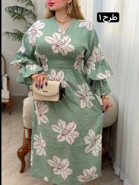 پیراهن نخ هندی آستین چین 3741