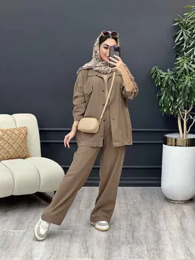 ست مانتو و شلوار چهار جیب