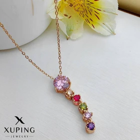 گردنبند ژوپینگ طرح آویز جواهر با نگین‌های هفت‌رنگ