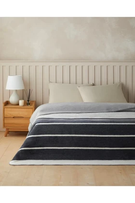 پتو دو نفره English Home مدل Modern Line پنبه اکریلیک - طوسی - طوسی