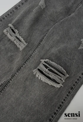 شلوار جین بگ طوسی روشن پشت کش کد1000488