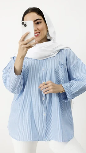 شومیز سینه چین راه راه