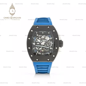 ساعت مچی ریچارد میل صفحه اسکلتون قاب کربن بند رابر آبی Richard Mille